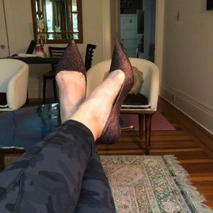Prada Copper Glitter Shoe with Metal Heels